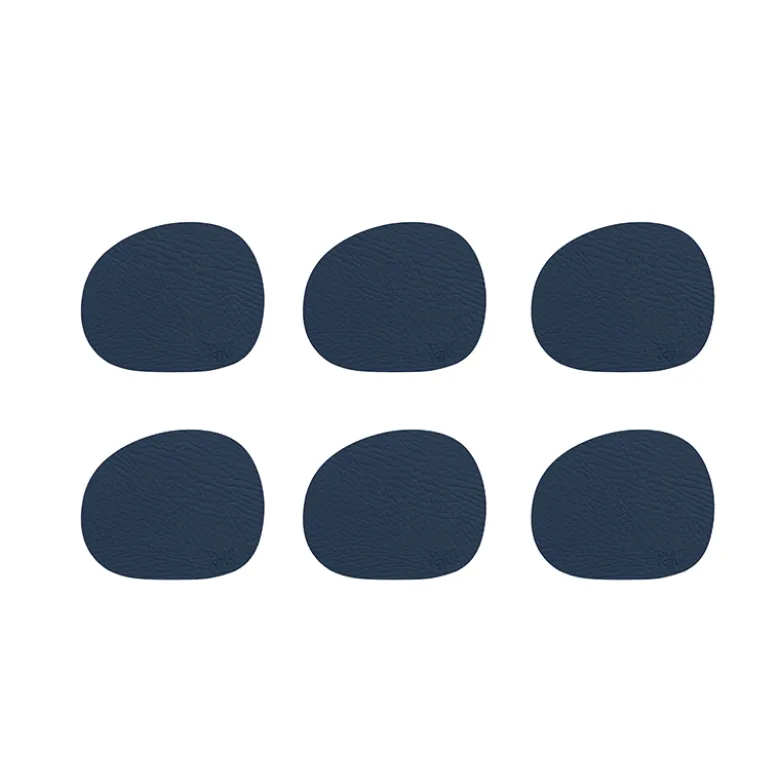 Aida RAW Recycled læder glasbrik dark blue 6 stk