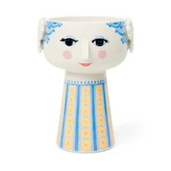Bjørn Wiinblad Eva vase blå og gul 18,5 cm
