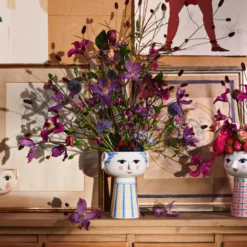 Bjørn Wiinblad Eva vase blå og gul 18,5 cm