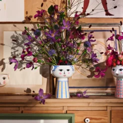 Bjørn Wiinblad Eva vase blå og gul 18,5 cm