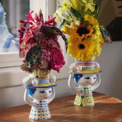 Bjørn Wiinblad Lady with hat vase grøn 24,5 cm