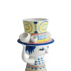 Bjørn Wiinblad Lady with hat vase blå 20,5 cm