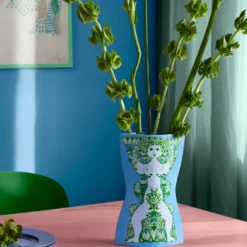 Bjørn Wiinblad Nina vase blå/grøn H 28,5 cm