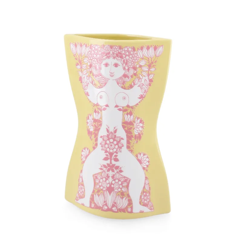 Bjørn Wiinblad Nina vase gul H 22 cm
