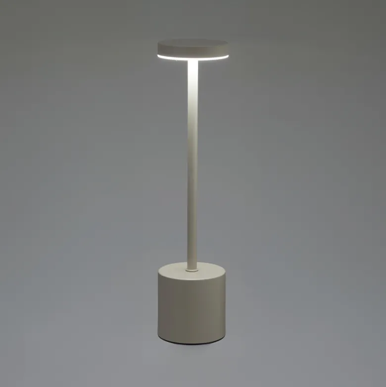 Bordlampe genopladelig creme H 34,2 cm