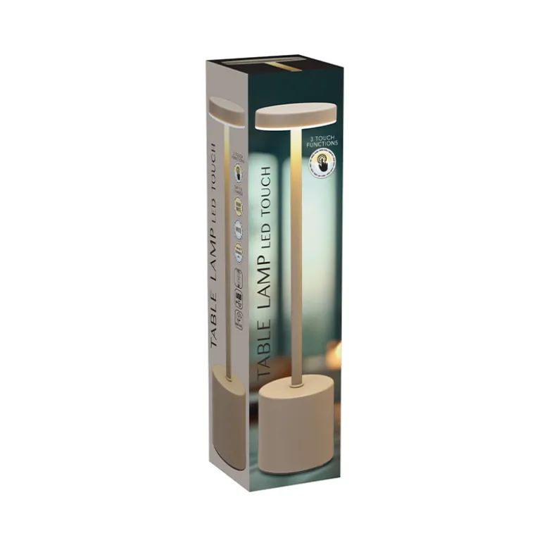 Bordlampe genopladelig creme H 34,2 cm