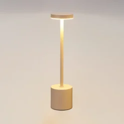 Bordlampe genopladelig creme H 34,2 cm