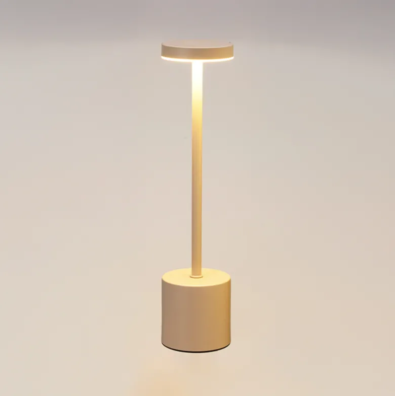 Bordlampe genopladelig creme H 34,2 cm