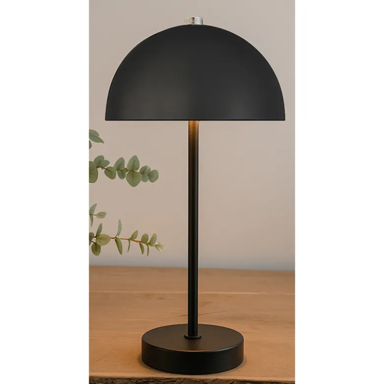 Bordlampe sort opladeligt med touch H 35 cm