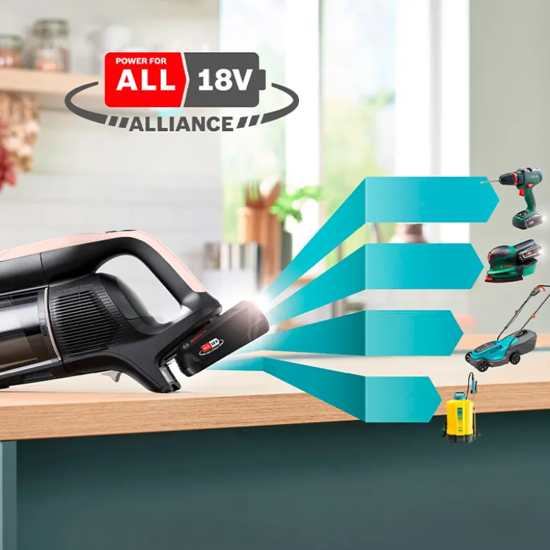 Bosch BBS1041RBA Unlimited genopladelig stangstøvsuger pudderose