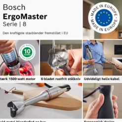 Bosch MSM8M934 serie 8 ErgoMaster stavblender stål 1500 watt