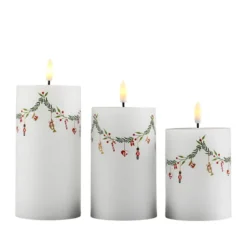 Det Gamle Apotek LED stearinlys hvid julemotiver 3 stk.