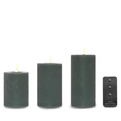 ENJOY LED bloklys 3-pak Ø 7,5 cm grøn