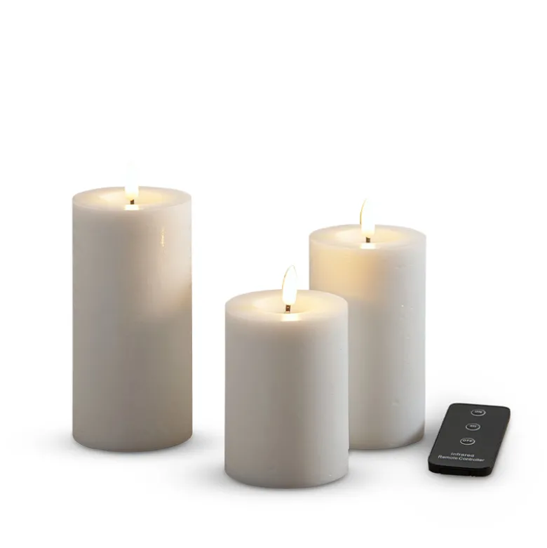 ENJOY LED bloklys 3-pak Ø 7,5 cm hvid
