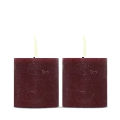 ENJOY LED mini bloklys 2-pak Ø 4,8 x H 5 cm bordeaux