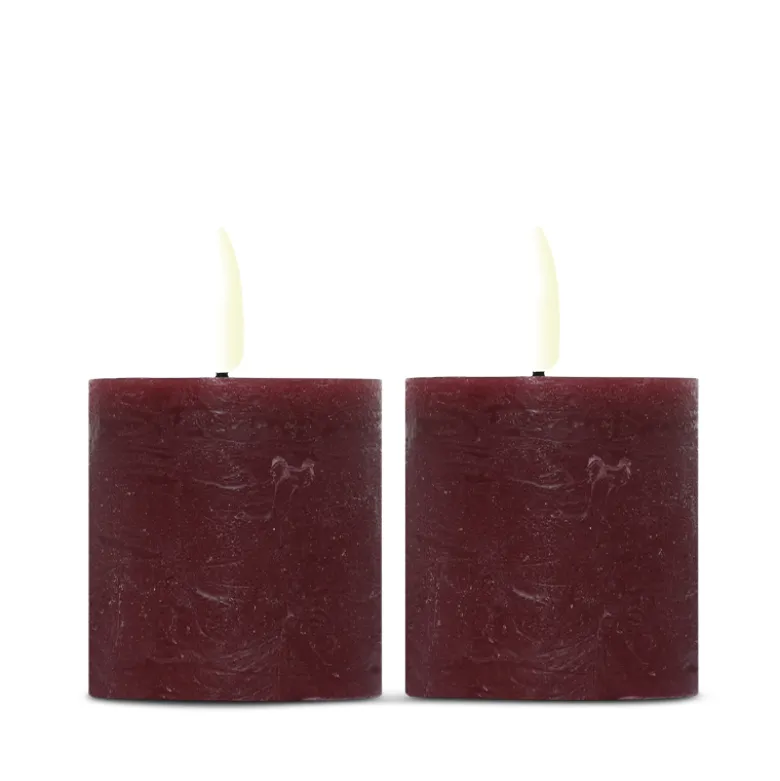 ENJOY LED mini bloklys 2-pak Ø 4,8 x H 5 cm bordeaux