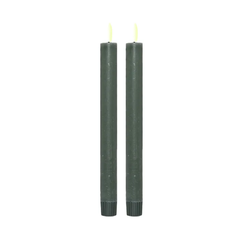 ENJOY LED stagelys 2-pak Ø 2,2 x H 22 cm grøn