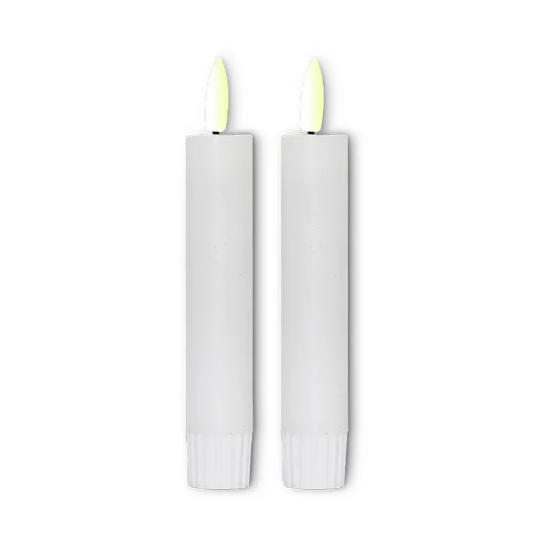 ENJOY LED stagelys 2-pak Ø 2,2 x H 11 cm hvid
