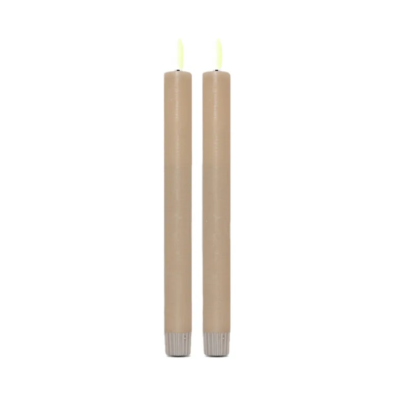 ENJOY LED stagelys 2-pak Ø 2,2 x H 22 cm sand