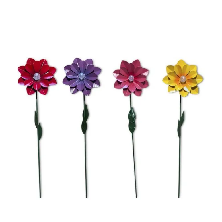 Enjoy solcellelampe metal blomst - 4 assorterede farver