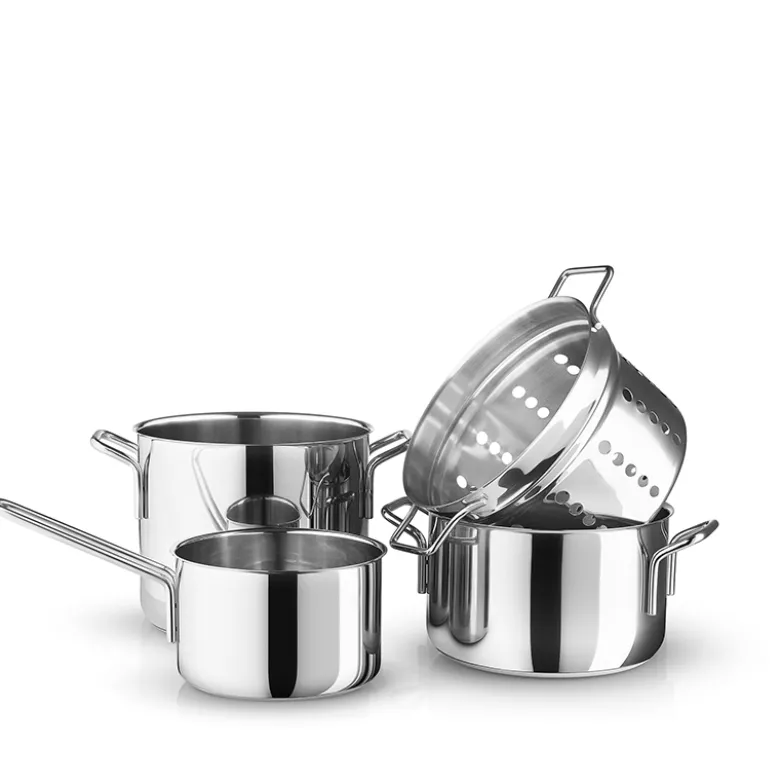 Eva Trio Recycled Stainless Steel grydesæt inklusiv pastaindsats 4 dele