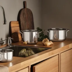 Eva Trio Recycled Stainless Steel grydesæt stål 1,1 + 2,2 + 3,6 liter
