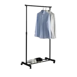 Garderobestativ justerbart sort 81x42x100-170 cm