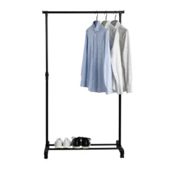 Garderobestativ justerbart sort 81x42x100-170 cm