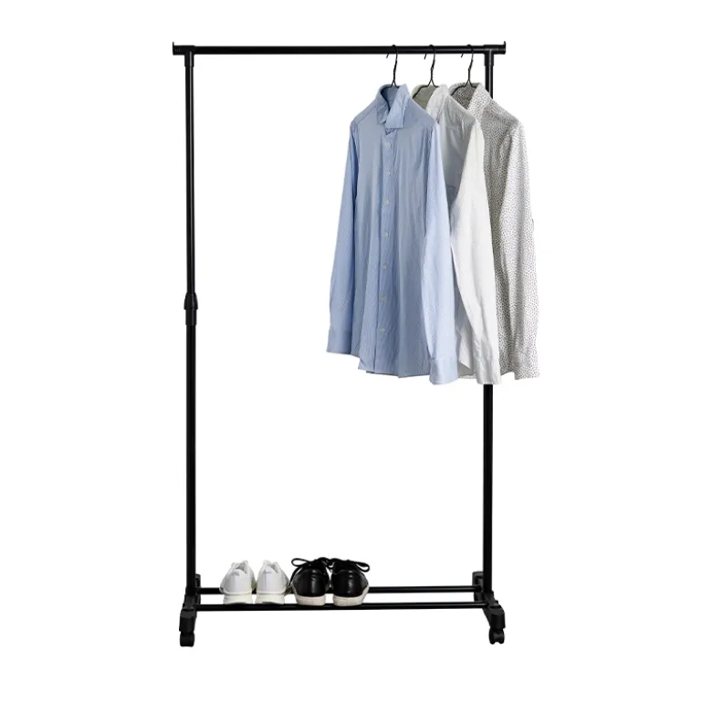 Garderobestativ justerbart sort 81x42x100-170 cm