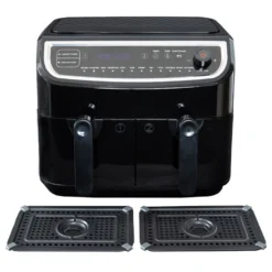 Gastronoma Low Fat dobbelt airfryer & dehydrator sort 9 liter 2400 watt - keramisk belægning