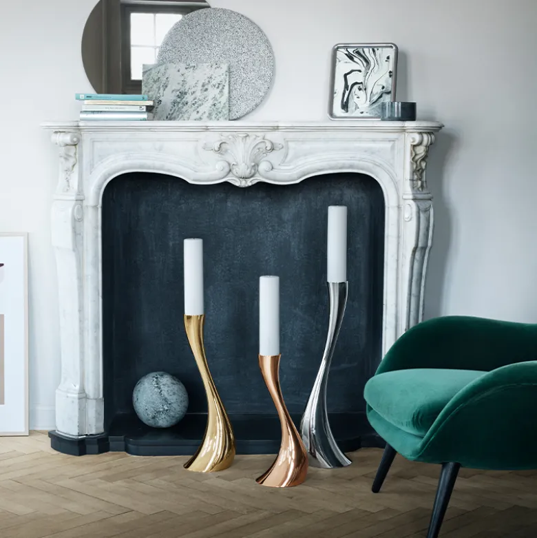 Georg Jensen bloklys 2 stk. H 25 cm Ø 6 cm