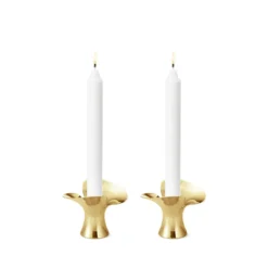 Georg Jensen Bloom lysestage 2 stk. forgyldt
