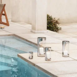 Georg Jensen Chrome Contours fyrfadsstage H 12 cm