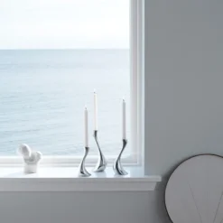 Georg Jensen Cobra lysestager sæt 3 størrelser inkl. lys