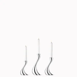 Georg Jensen Cobra lysestagesæt 3 stk blankt stål