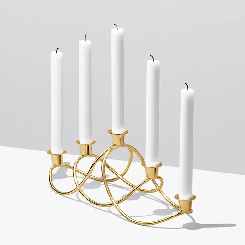 Georg Jensen Harmony lysestage guldbelagt