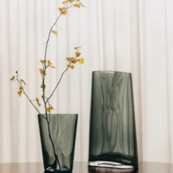 Georg Jensen Lituus vase røget glas H 18 cm