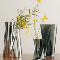 Georg Jensen Lituus vase røget glas H 32 cm