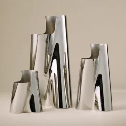 Georg Jensen Lituus vase stål lav H 20,4 cm