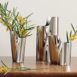 Georg Jensen Lituus vase stål lille H 22,8 cm