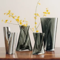 Georg Jensen Lituus vase stål lille H 22,8 cm
