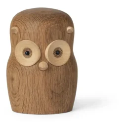 Gunnar Flørning Hornugle træfigur eg 12 cm