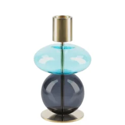 Holmegaard Bubble lysestage blå H 14 cm