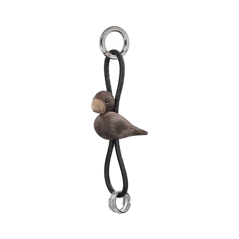Kay Bojesen Fugl nøglering sølv/sort H 4,5 cm