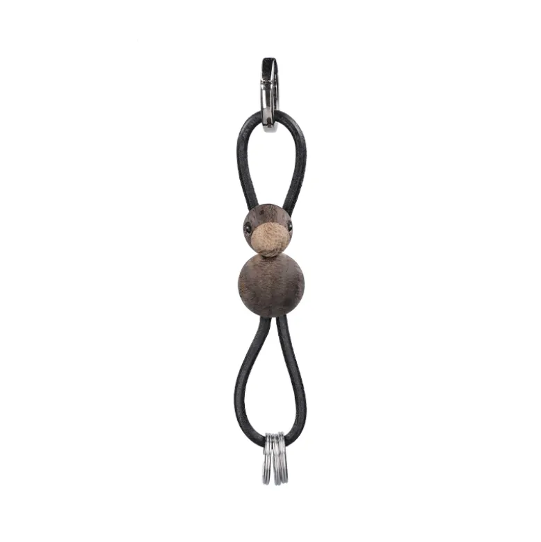 Kay Bojesen Fugl nøglering sølv/sort H 4,5 cm