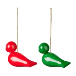 Kay Bojesen julefugle grøn & rød 2 stk. H 5 cm