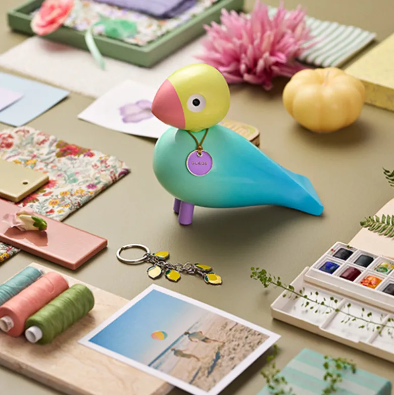Kay Bojesen Story Birds Glæde sangfugl lyseblå H 15,5 cm