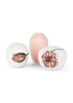 Kähler Hammershøi Poppy vasesæt 3 stk. hvid/rosa