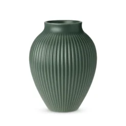 Knabstrup Keramik Ripple mat vase mørkegrøn H 20 cm