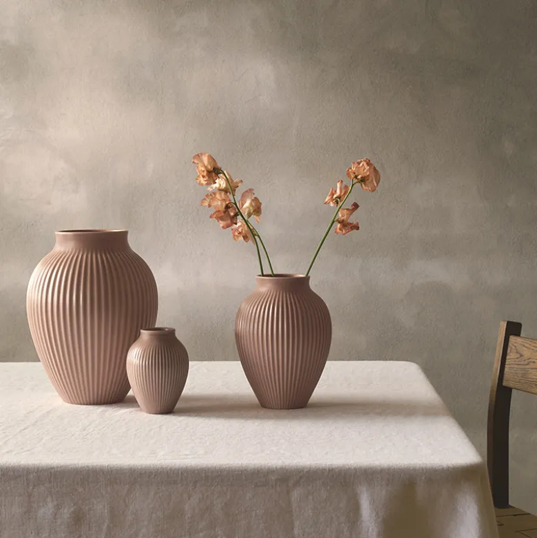 Knabstrup Keramik Ripple mat vase rosa H 20 cm